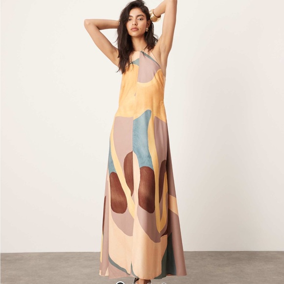 ASOS multi color maxi halter dress - Picture 1 of 5